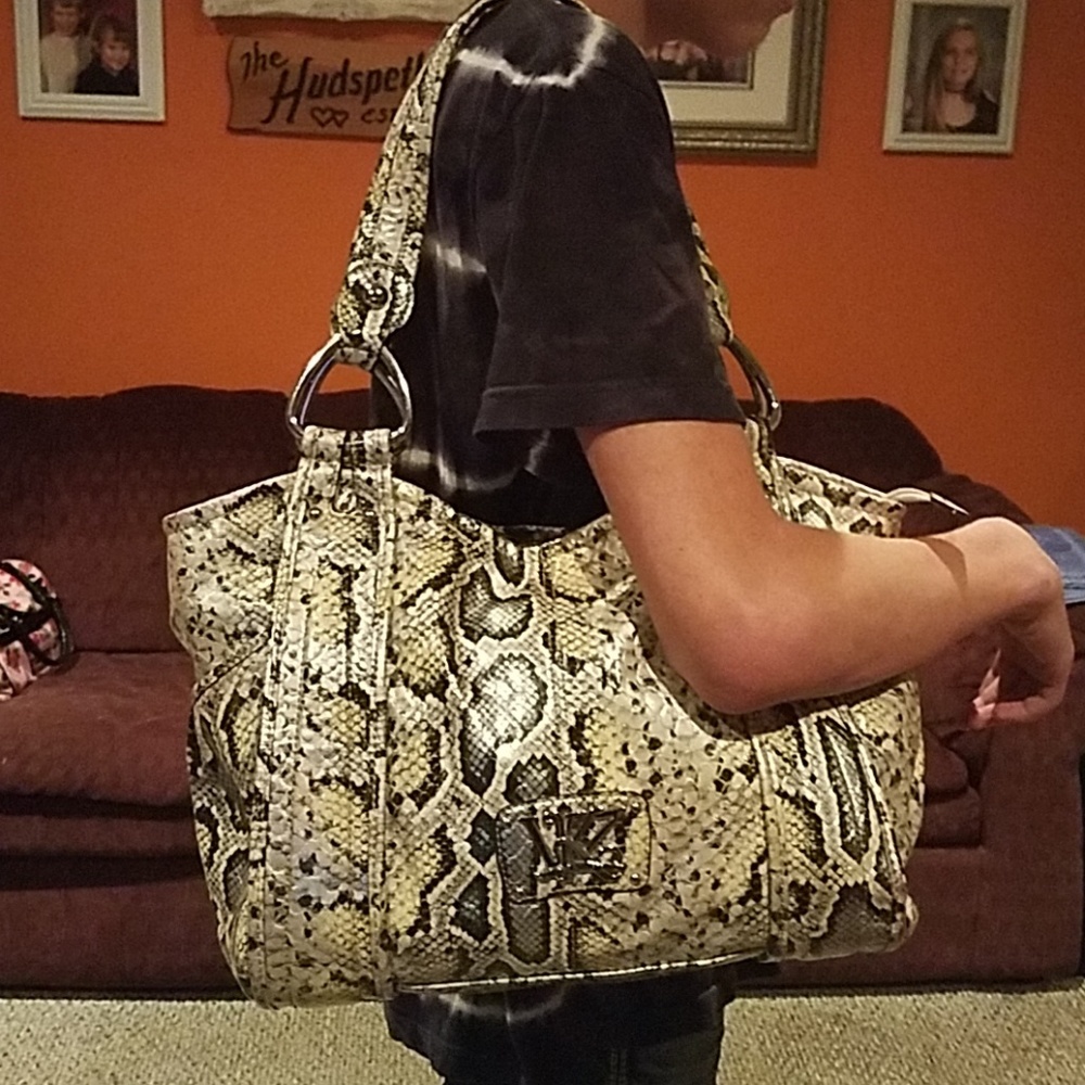 Large snake print purse and matching wallet